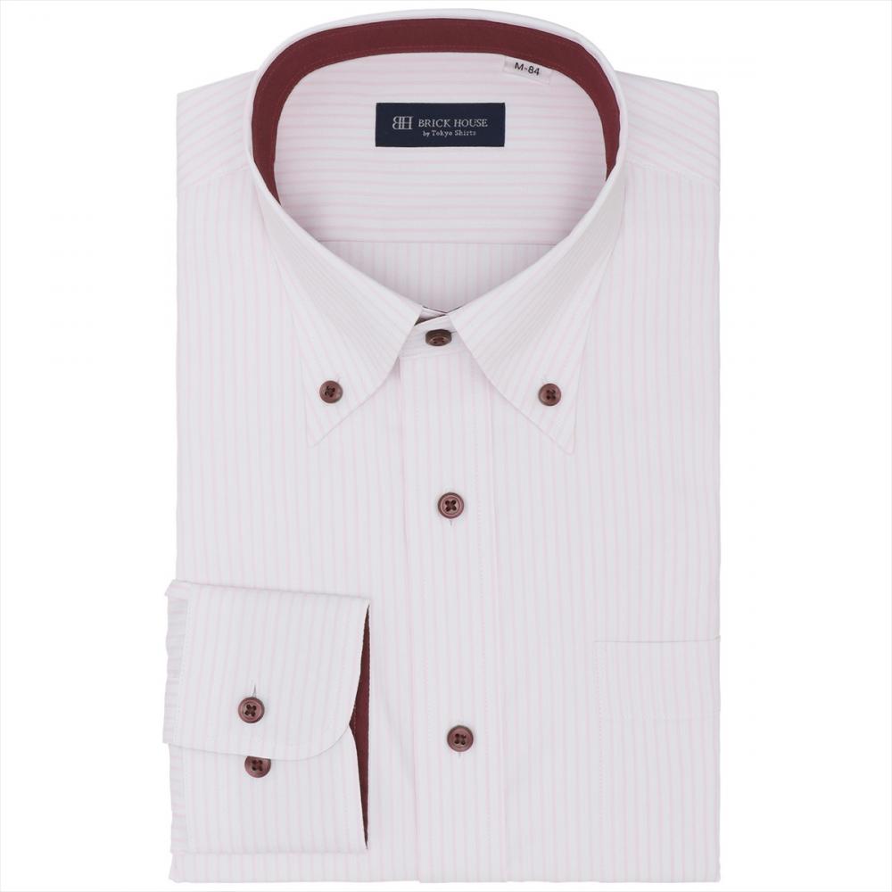 お仕事応援】【透け防止】 ボタンダウン 長袖 形態安定 ワイシャツ(S37