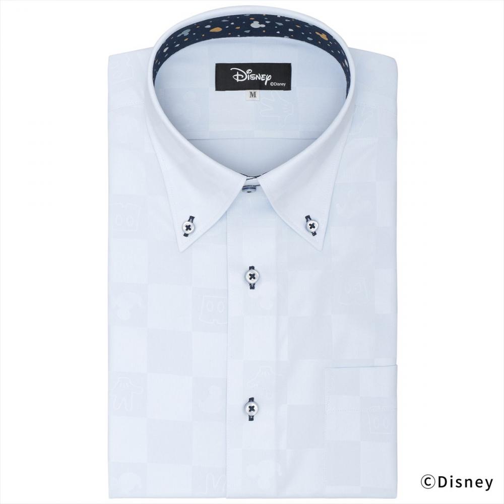 ディズニー】 ボタンダウン 半袖 形態安定 ワイシャツ(S ライト