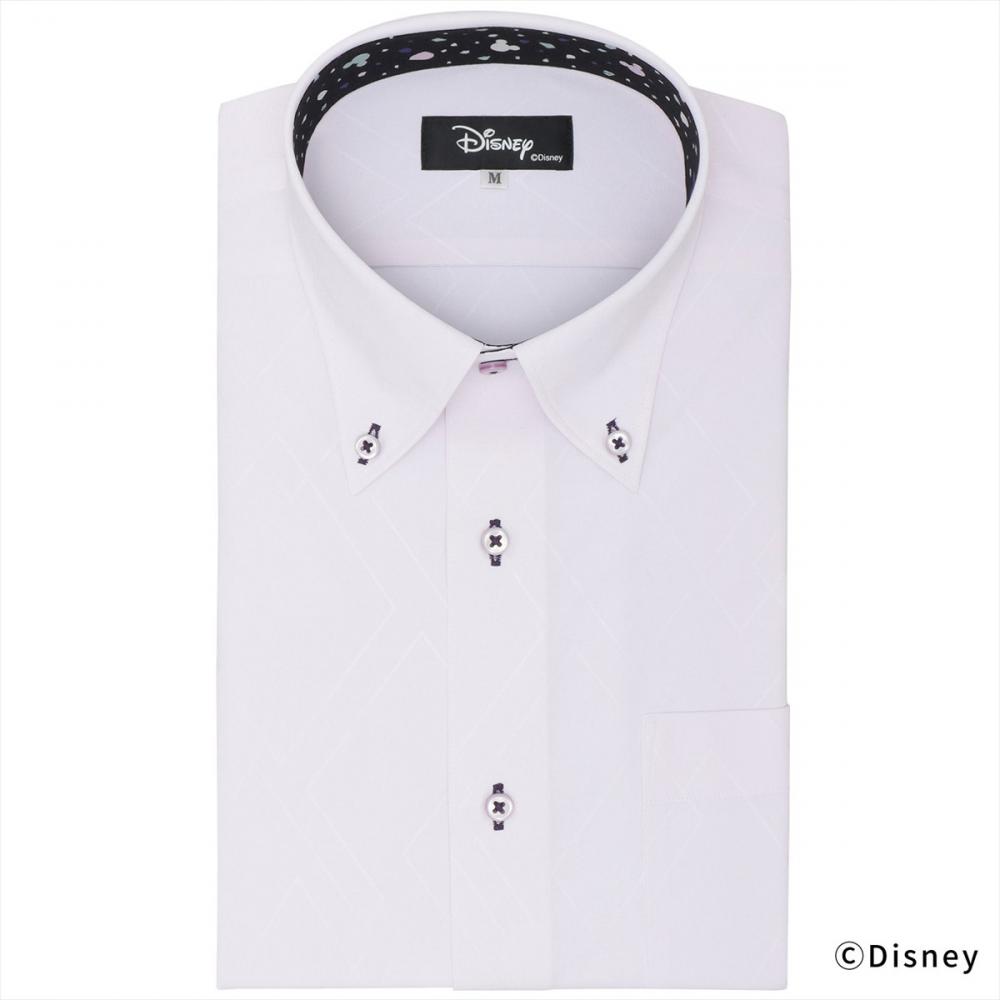 ディズニー】 ボタンダウン 半袖 形態安定 ワイシャツ(S ライトピンク