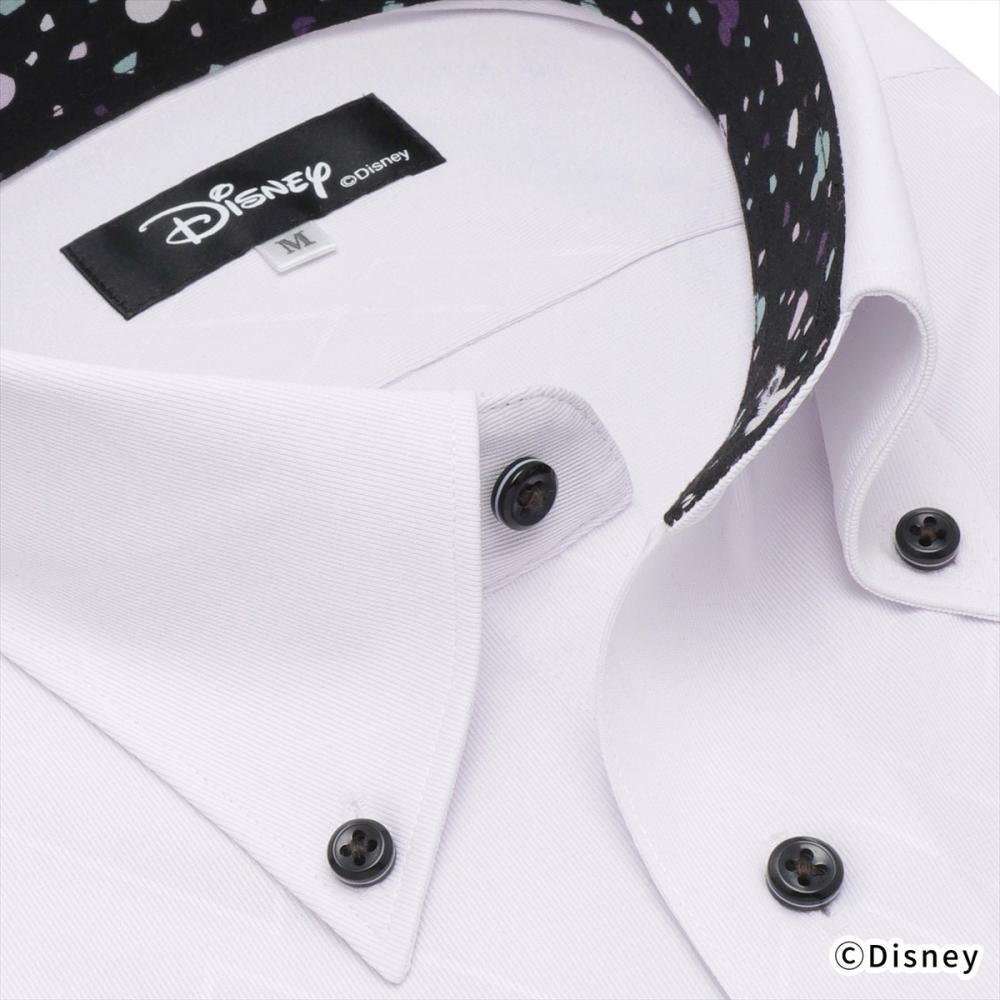 ディズニー】 ボタンダウン 半袖 形態安定 ワイシャツ(S ライトグレー