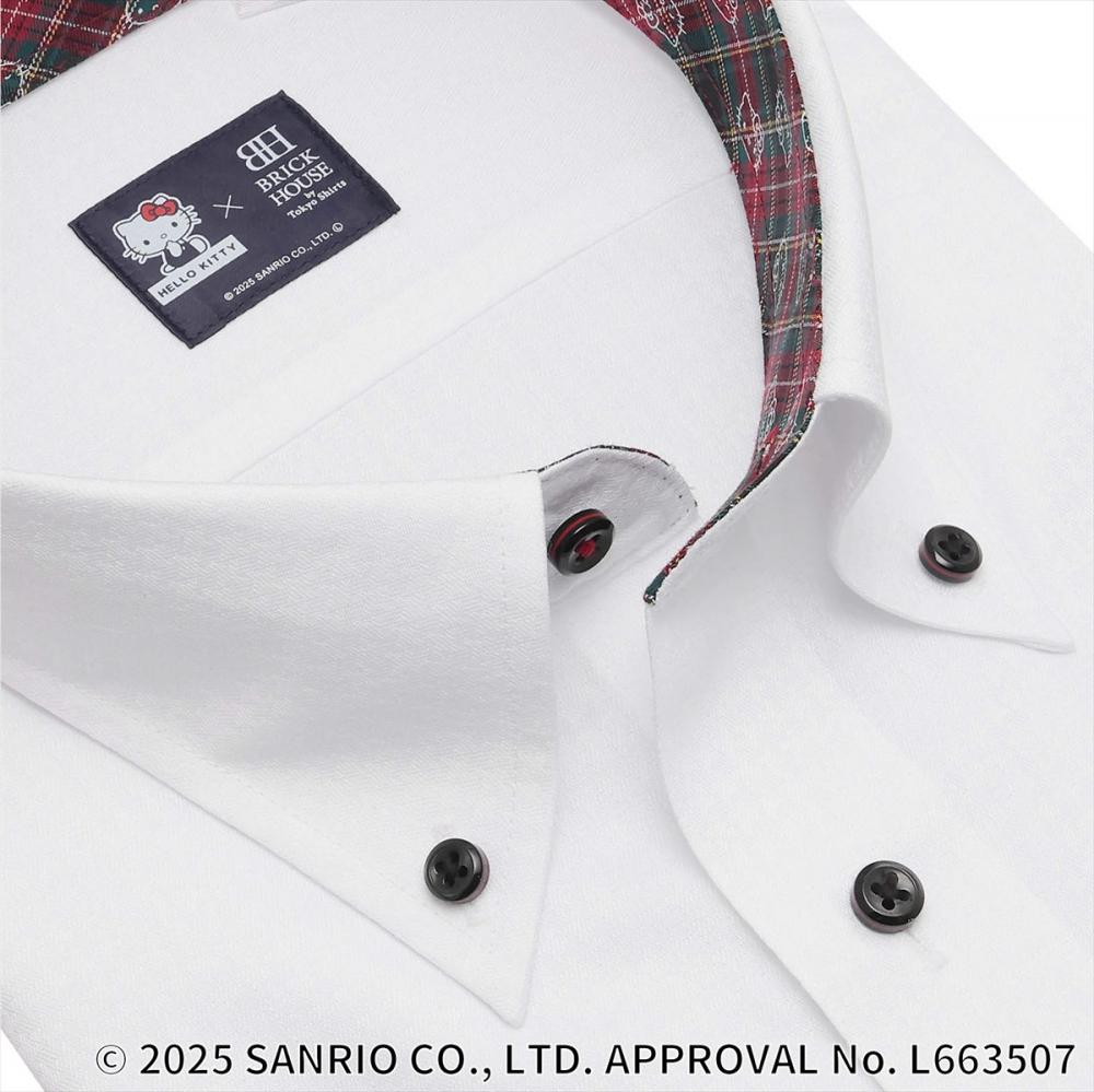 HELLO KITTY×TOKYO SHIRTS】 ボタンダウン 長袖 形態安定 ワイシャツ
