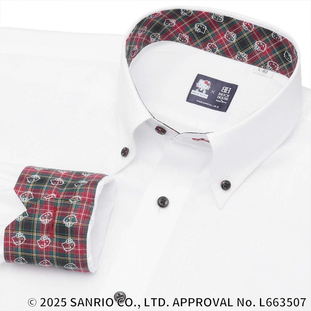 HELLO KITTY×TOKYO SHIRTS】 ボタンダウン 長袖 形態安定 ワイシャツ