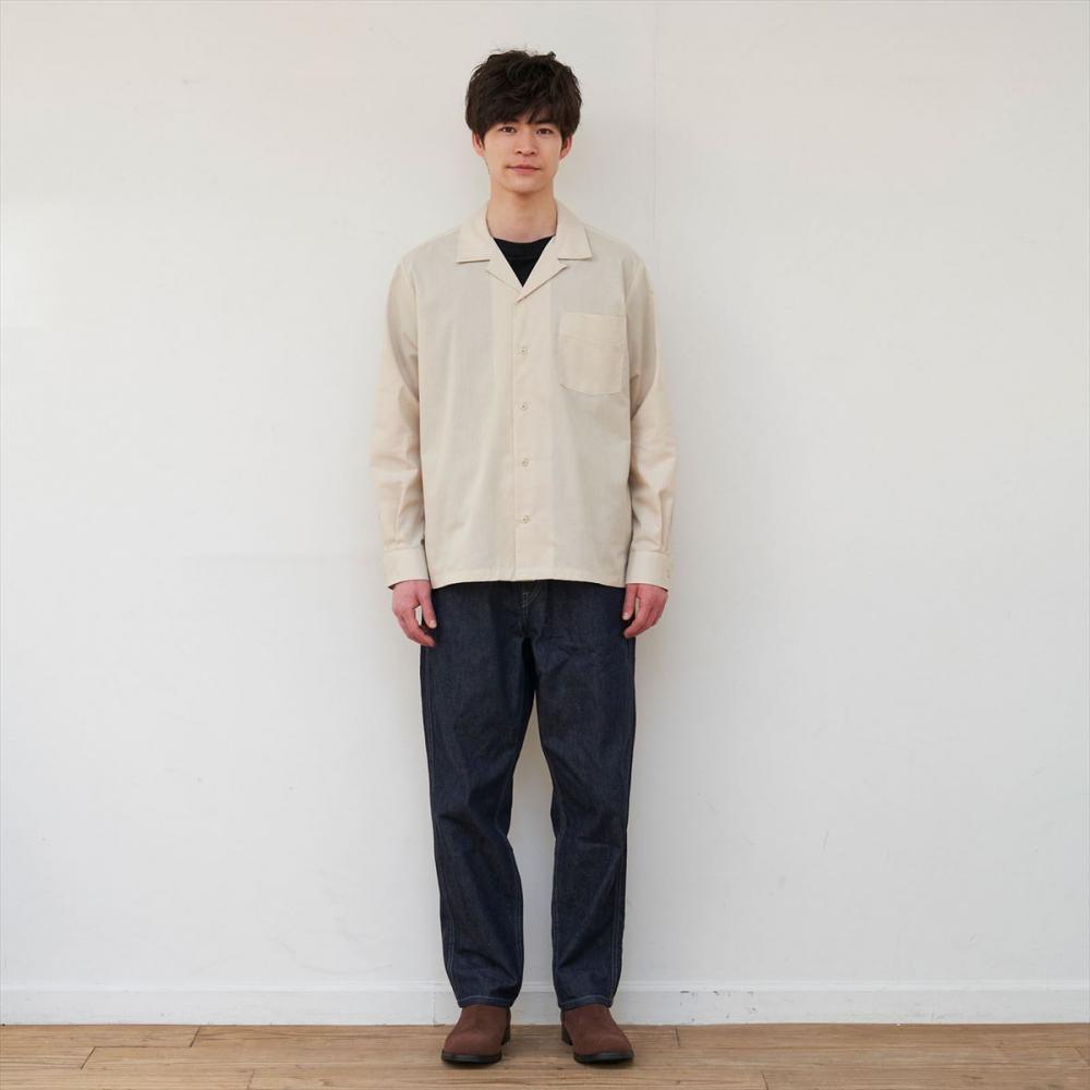 カジュアルシャツ リップストップ オープンカラー 長袖 メンズ(S