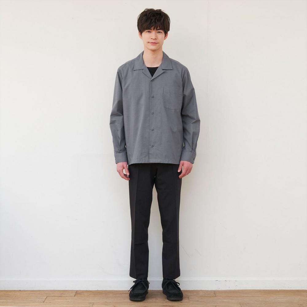 カジュアルシャツ リップストップ オープンカラー 長袖 メンズ(S
