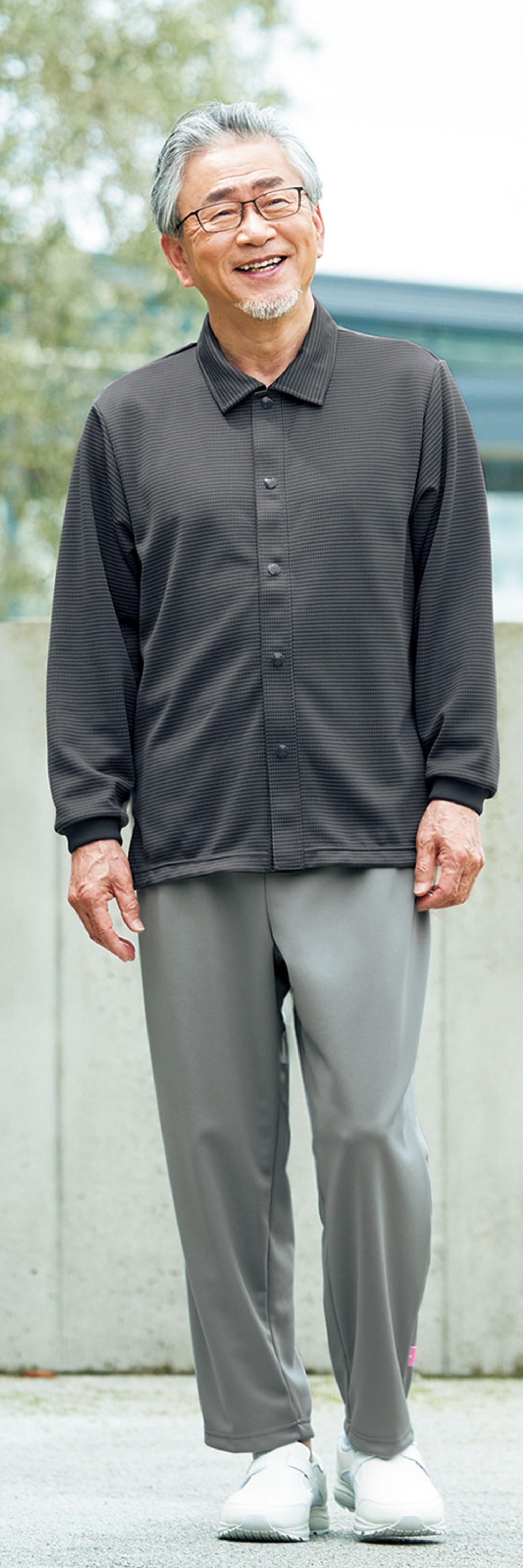 品番： CR816 】 男女兼用 前開きシャツ 高齢者ウエア パジャマ 通年