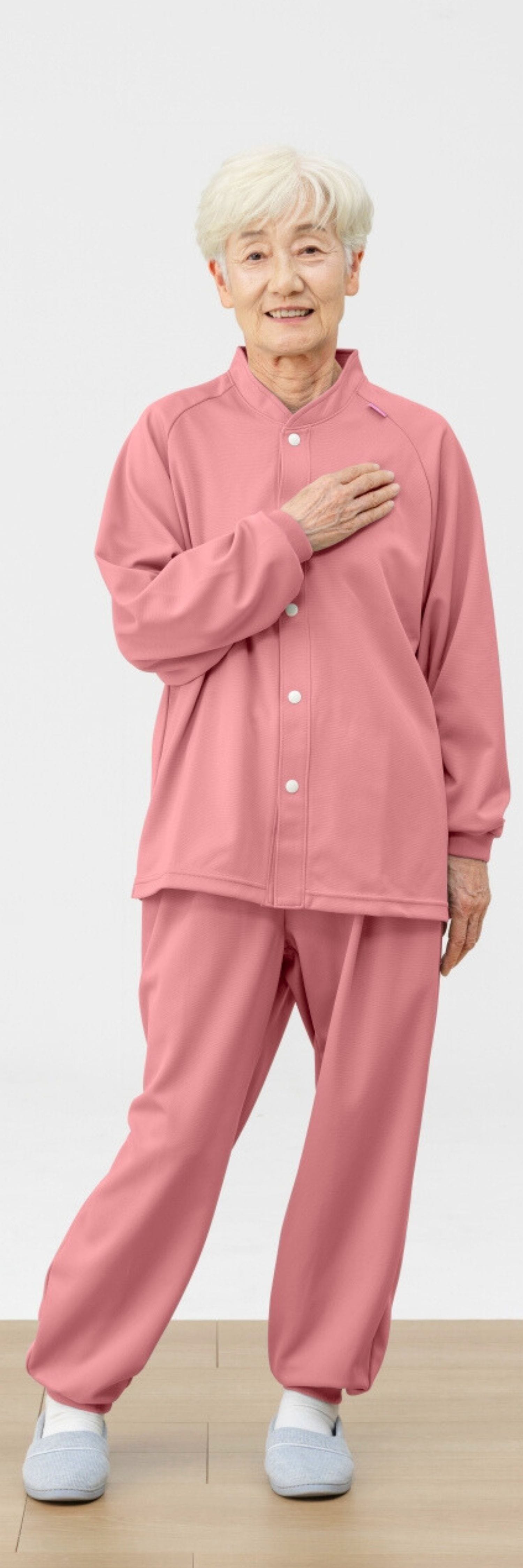 品番： CR818 】 男女兼用 前開きシャツ 高齢者ウエア パジャマ 通年