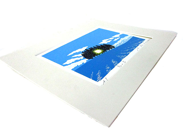 版画 冬の丘 中野章 額無 [トミヤ郷土民芸]