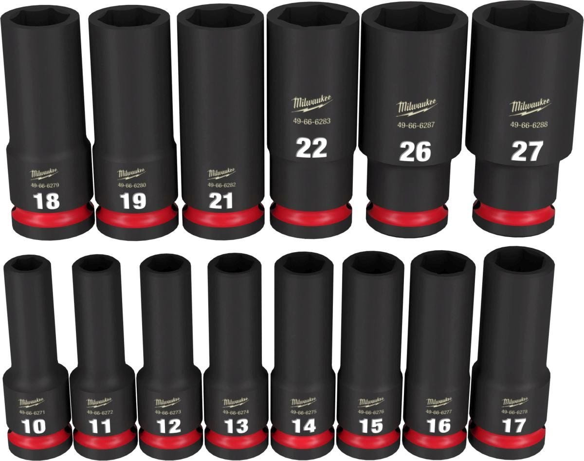 Milwaukee 49-66-7014 14-Piece SHOCKWAVE 1/2-Inch Drive Metric Deep
