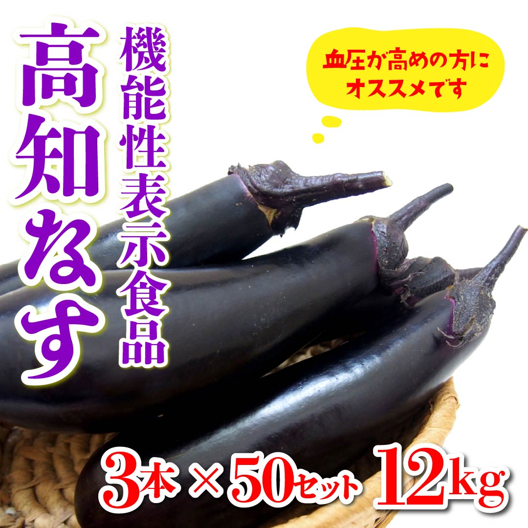 機能性表示食品「高知なす」(12kg/3本×50袋)AM【通常納期より数日要す