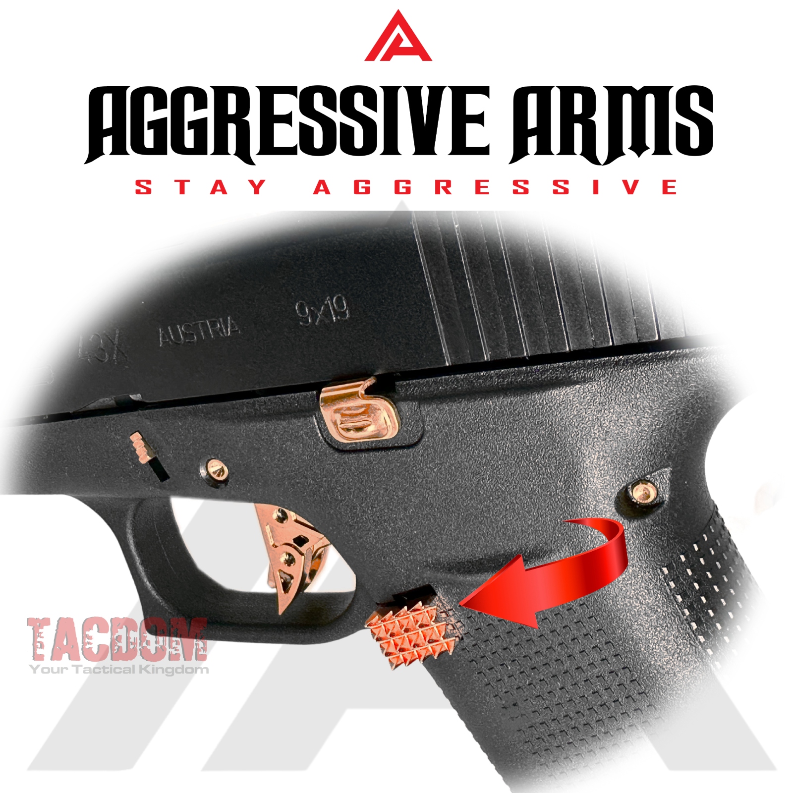AGGRESSIVE ARMS JEWELRY COPPER EXTENDED MAGAZINE CATCH for GLOCK