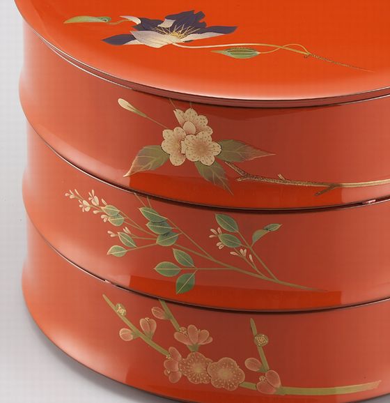 オレンジの松と鶴の3段重箱 オレンジの松と鶴の3段重箱 オレンジの松と