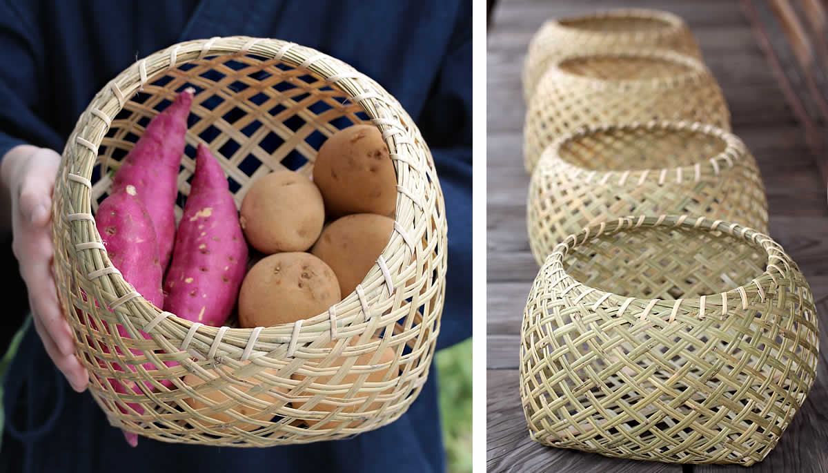 スズ竹四ツ目籠(小) | 虎斑竹専門店 竹虎