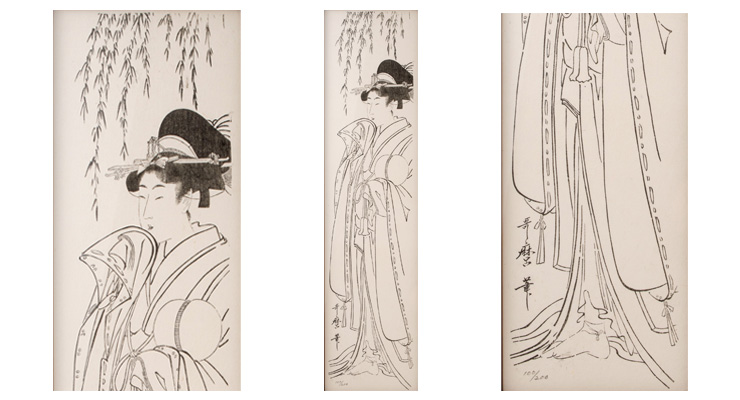 古版木摺り 渡辺美術館 喜多川歌麿筆浮世絵「蹴鞠之図」 | 木版印刷