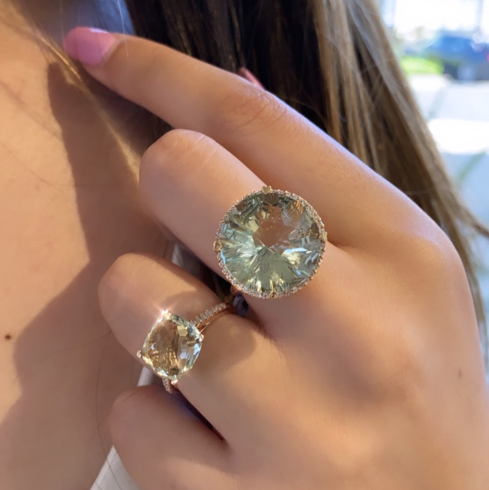 Prasiolite and Diamond Ring by Lisa Nik