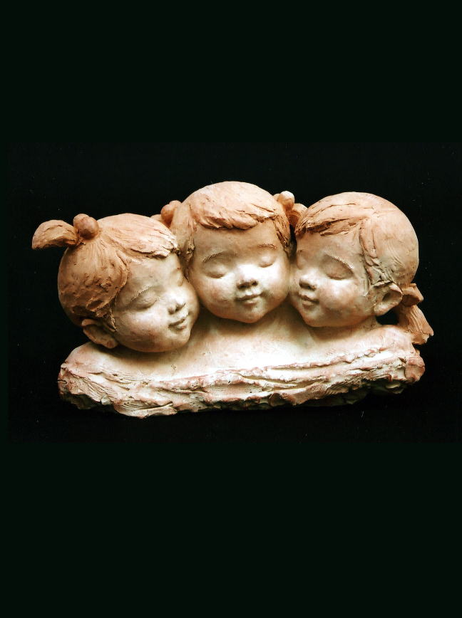 テラコッタ作品「なかよしⅢ」 | 彫刻家 玉野勢三 ブロンズ