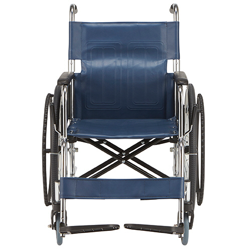 たのめーる】マキテック スチール製車いす(自走式・背折れタイプ) 紺