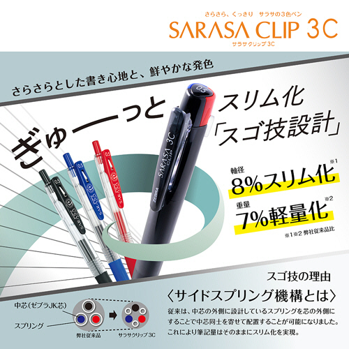 たのめーる】ゼブラ 3色ジェルボールペン サラサクリップ3C 0.4mm (軸