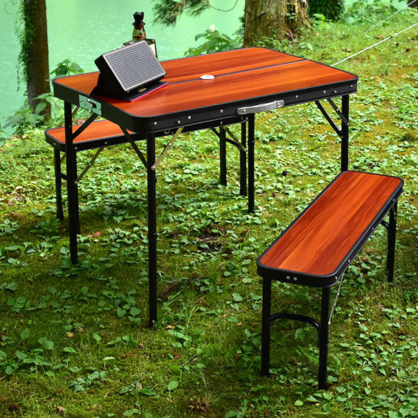 アウトドアテーブル セット 折りたたみ 幅90cm ベンチ 2脚 3点セット