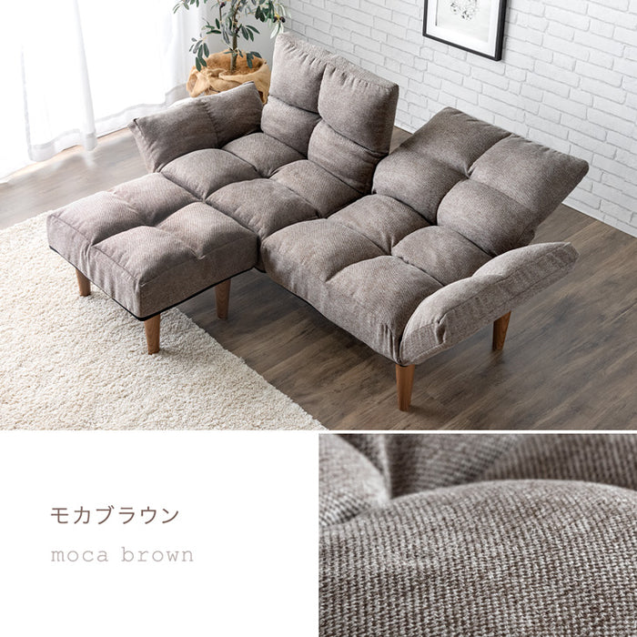 左右独立リクライニング ソファ 二人掛け オットマン付 ポケットコイル