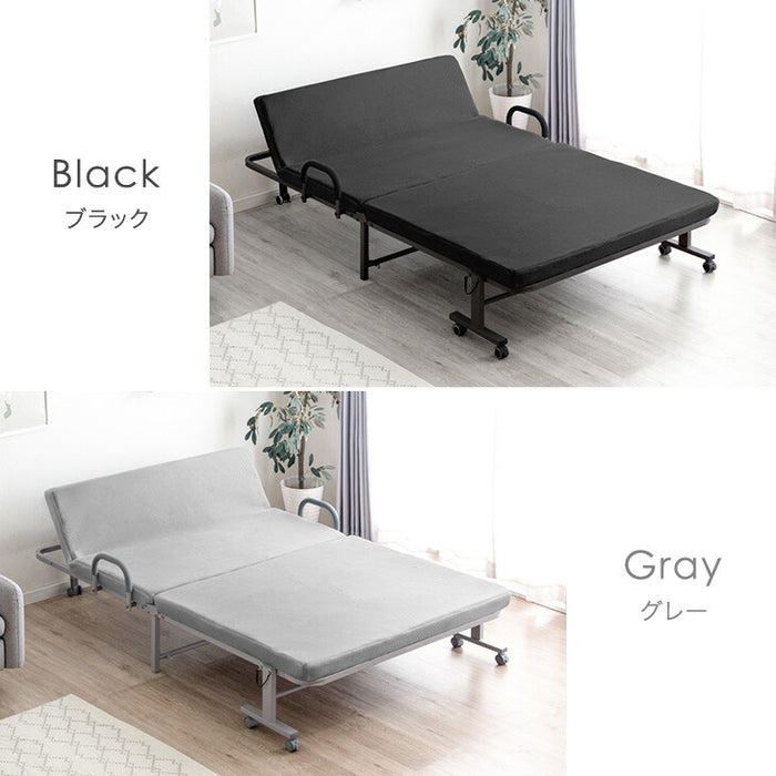 セミダブル] 高反発 マットレス付き 折りたたみベッド 洗える カバー