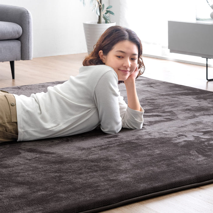 185×185］極厚25mm 高反発ラグ 滑り止め付 フランネル生地 ホット