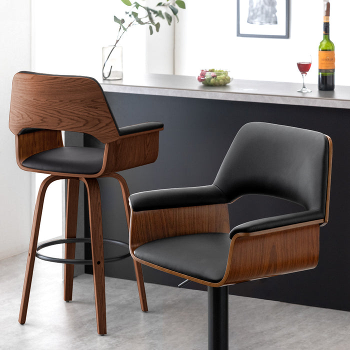 2脚セット・固定タイプ］木目調 カウンターチェア 回転 座りやすい