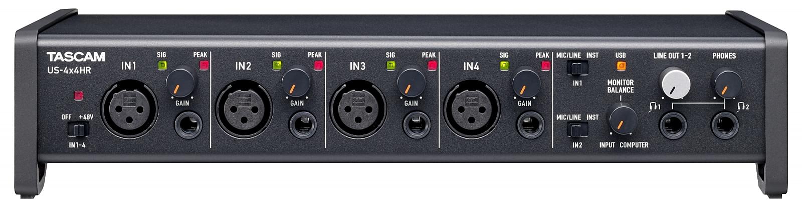 Tascam US-4x4HR | High-Resolution USB Audio/MIDI Interface (4 in