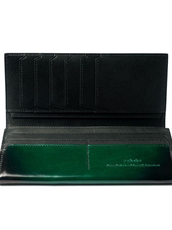 yuhaku - コードバン かぶせ長財布 / グリーン | BRYAN