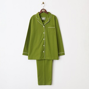 80/1ダブルジャージ レディースパジャマ(38(M) リーフグリーン