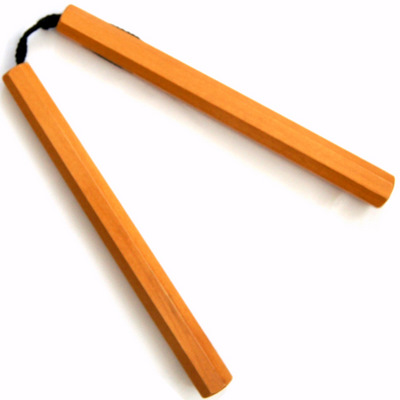 カンフー武具・木製黒八角型ロングヌンチャク(紐製) - 横浜中華街天宝