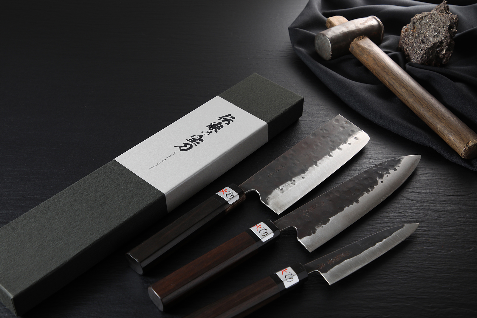 伝家の宝刀 黒檀柄 3本セット | 藤原照康刃物工芸