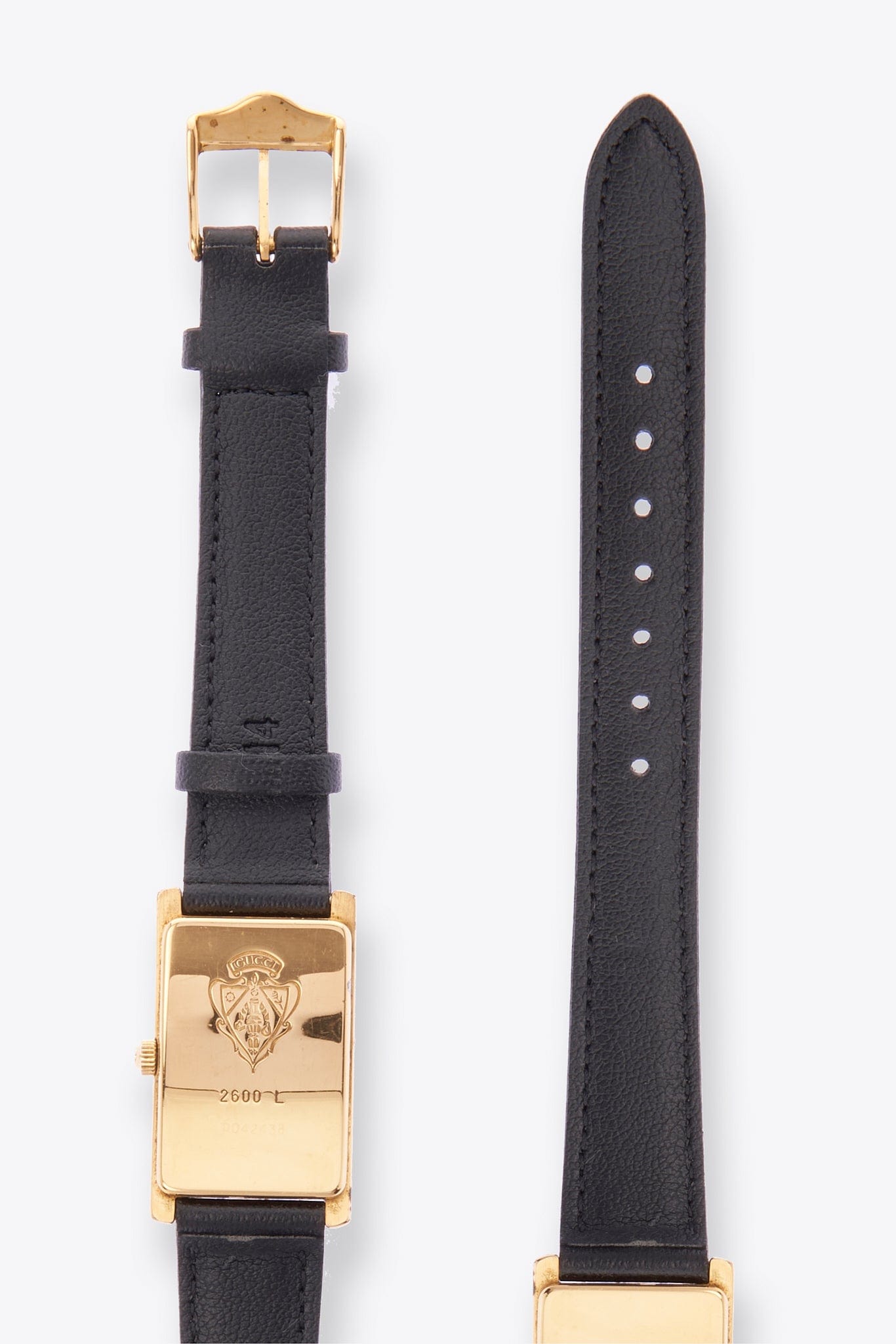 Vintage Gucci Gold Plated Watch with a Black Leather Strap – The Hosta