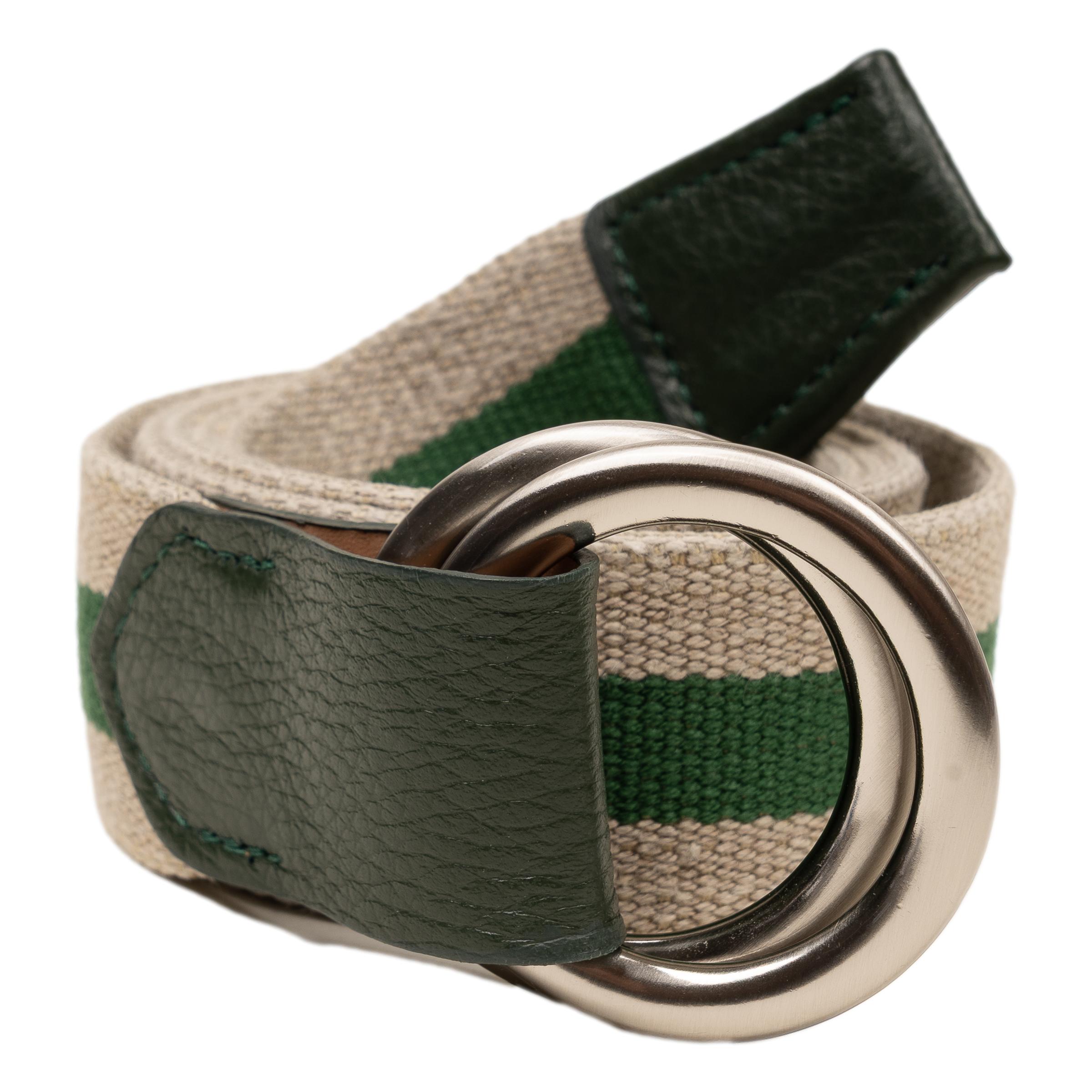 GreenStripedLinenBeltwithO-
