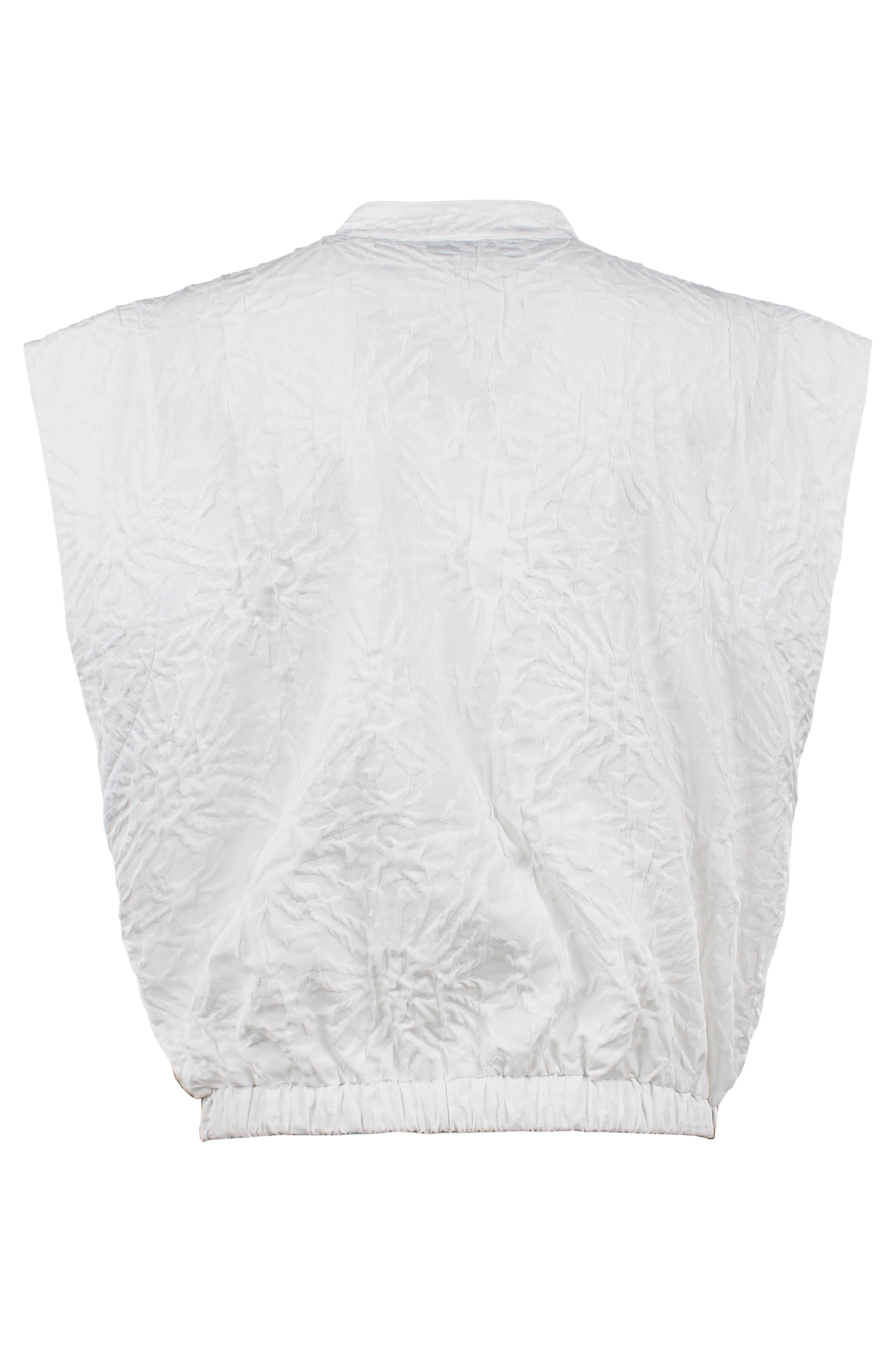 Pearl | Textured Jacquard White Cap Sleeve Popover Top | Finley Shirts