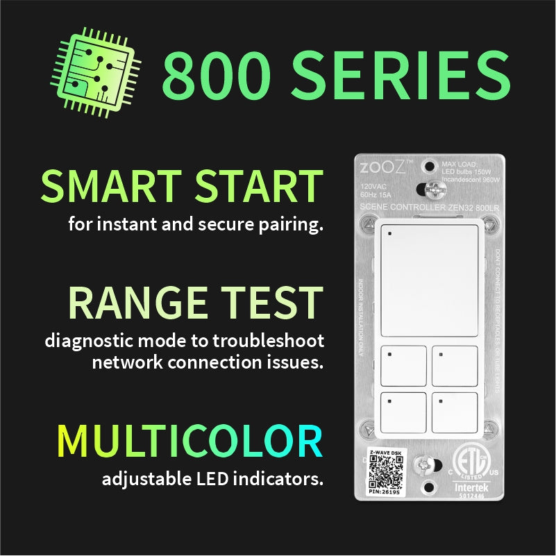 Zooz 800 Series Z-Wave Long Range Scene Controller Switch ZEN32