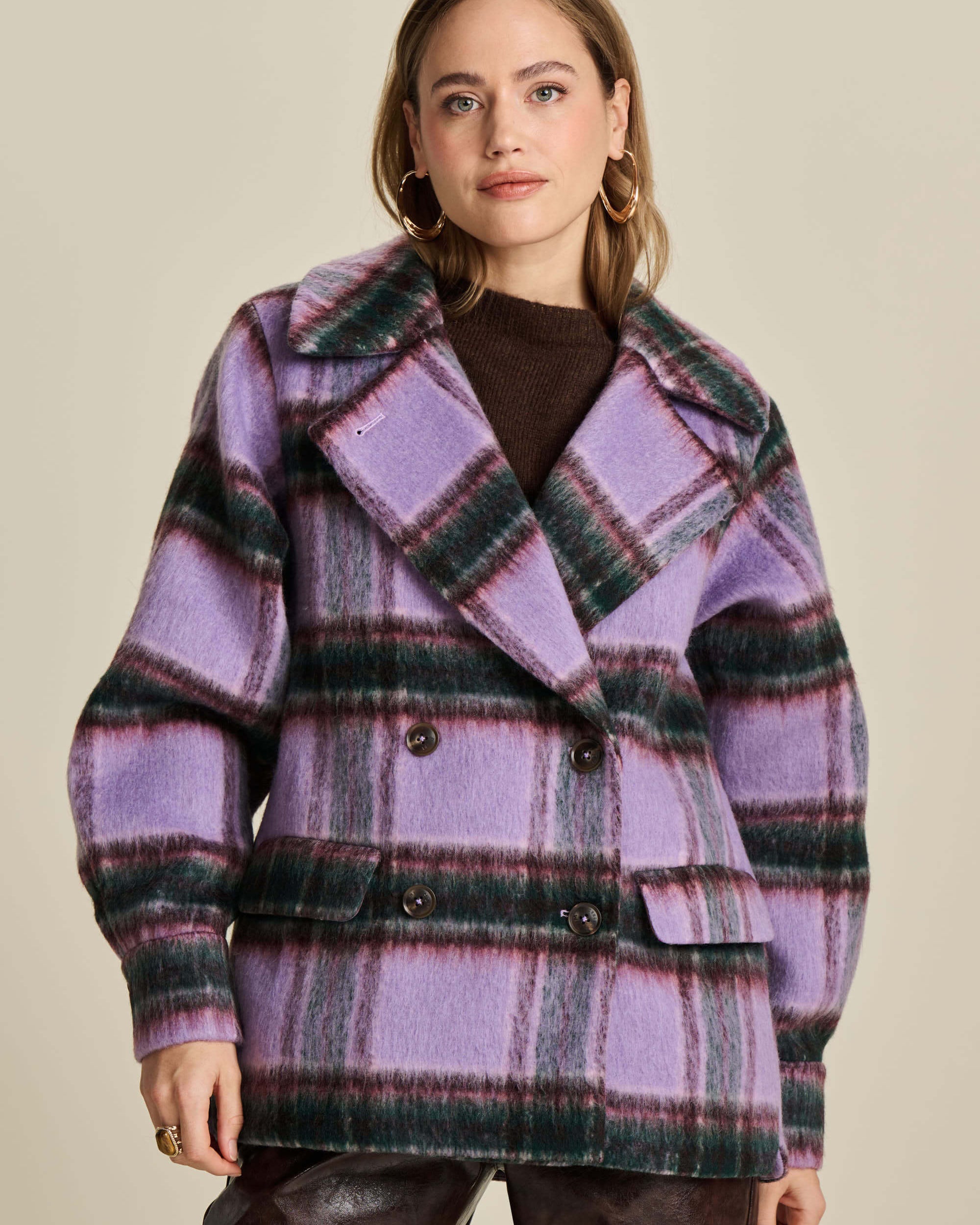 Checks Lavender Over-sized Coat – The Wardrobe
