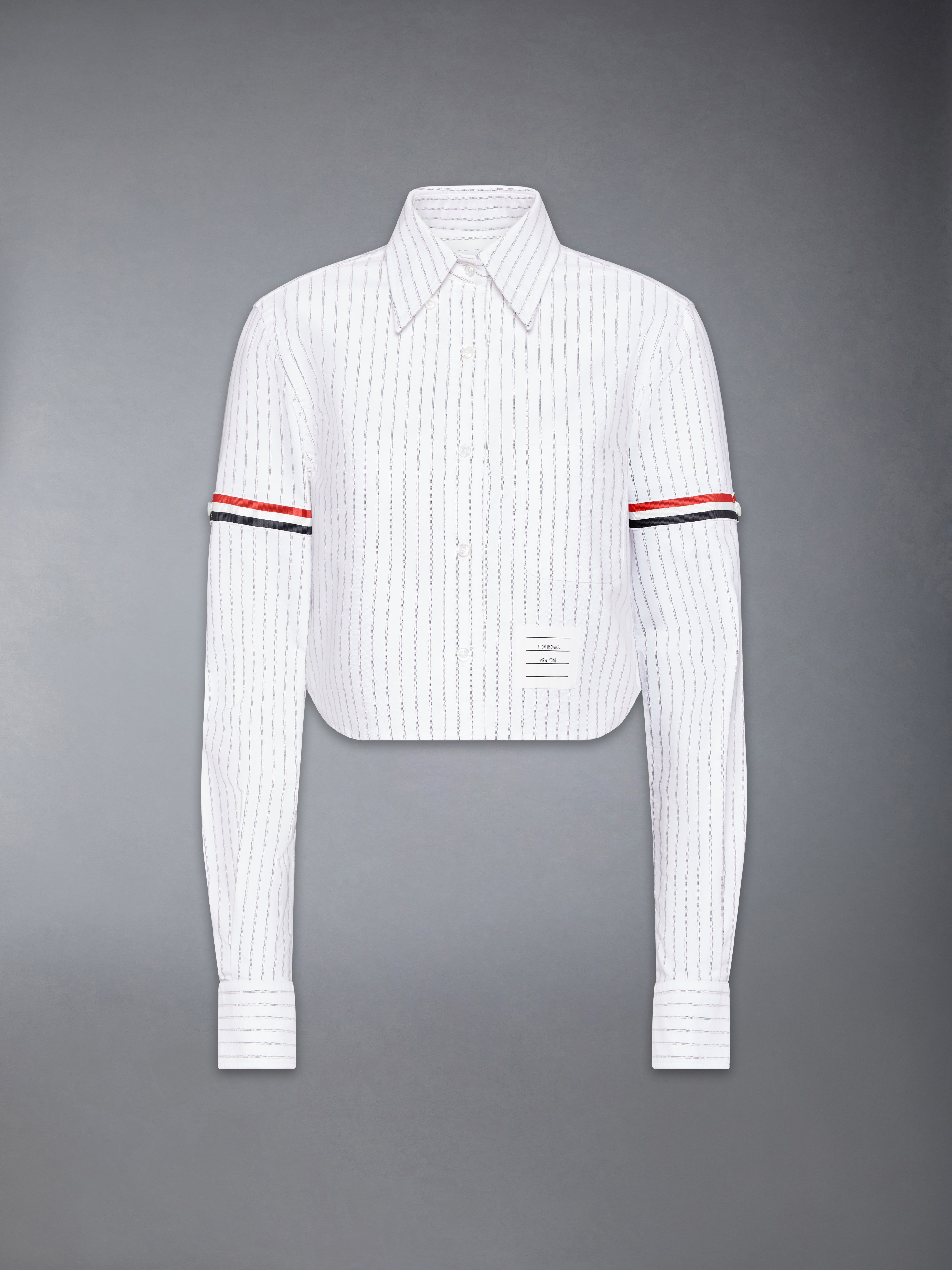 オックスフォード ピンストライプ アームバンド付き クロップド シャツ