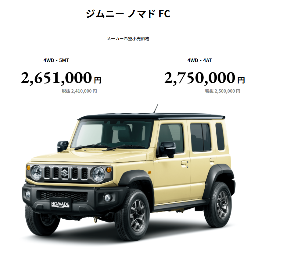 新型ジムニー ノマド受注開始 - 4WD SHOP タイガーオート