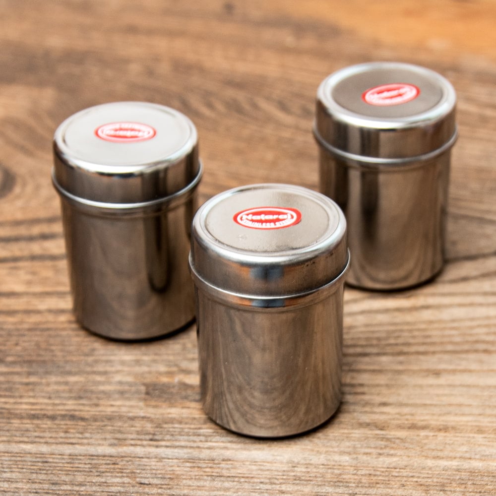 3個セット】ステンレスのマサラケース・小物入れ[約6.2cm×4.5cm] の