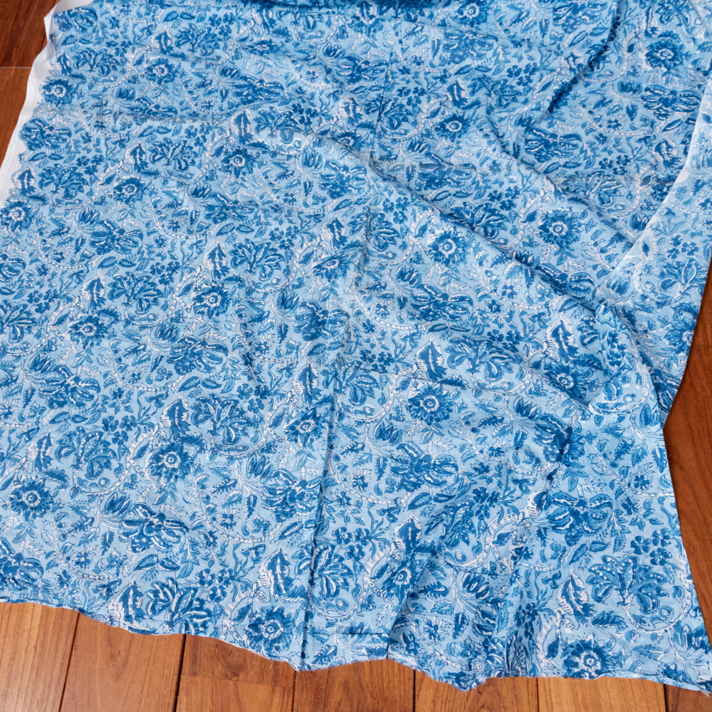 1m単位切り売り〕ジャイプル 職人手作り木版染め 色彩美しいボタニカル