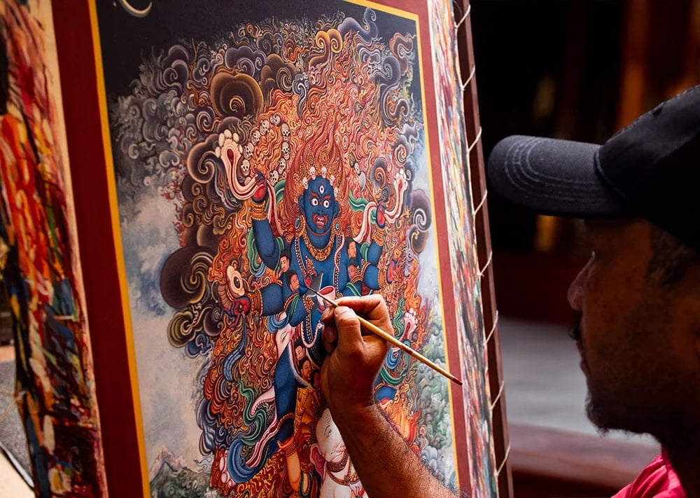 一点物〕タンカ - 釈迦如来（ゴータマ・ブッダ）[30cm x 40cm] の通販