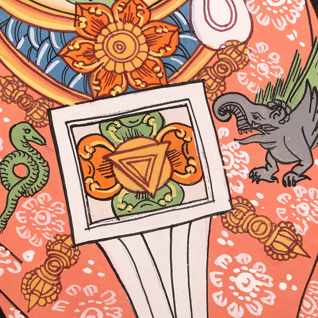 一点物〕タンカ - チャクラ人体曼荼羅・エネルギー体図[52cm x 20cm