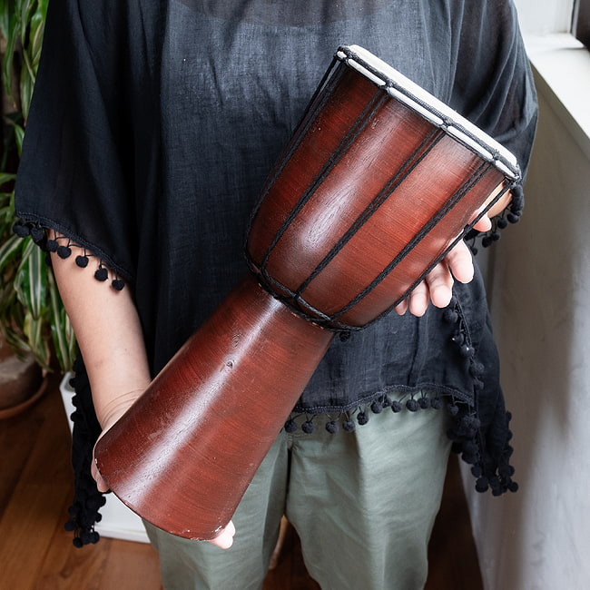 高さ：約40cm〕素朴な木の風合いが魅力 プレーン ジャンベ｜バリ島の