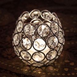 クリスタルガラスのアラビアンキャンドルホルダー - シルバー【7.5cm