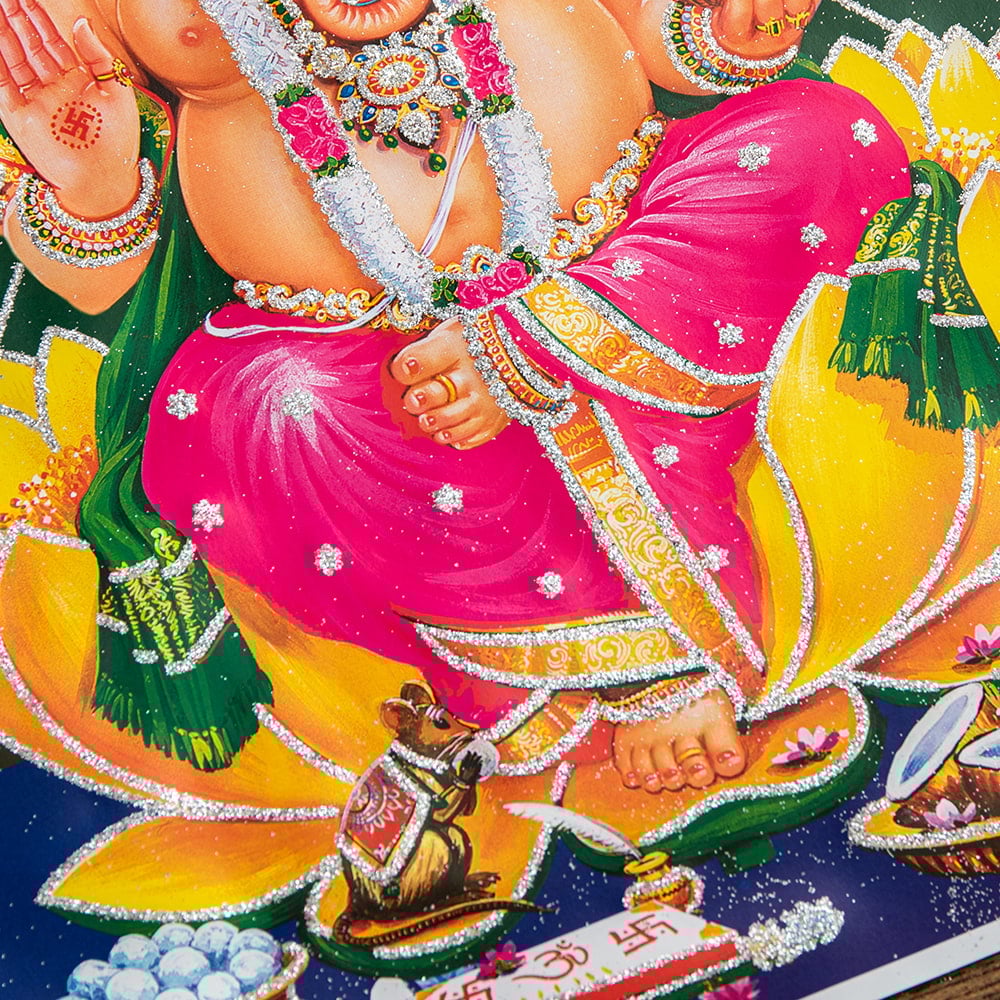 約40.5cm×約30.5cm〕輝くラメ入り・インドのヒンドゥー神様ポスター