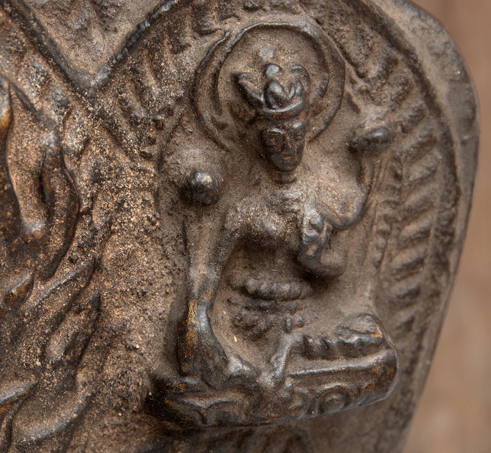 マハーカーラ（大黒天）とターラなど8尊像【木製 一点物 高さ:32cm