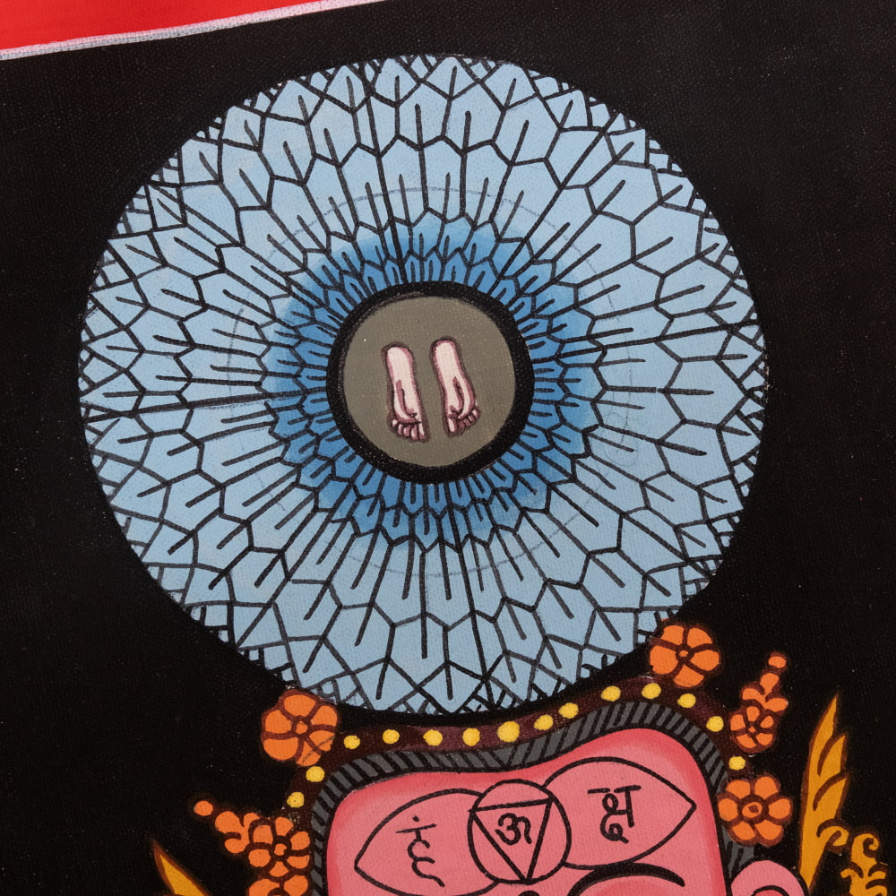 一点物〕タンカ - チャクラ人体曼荼羅・エネルギー体図[52cm x 20cm