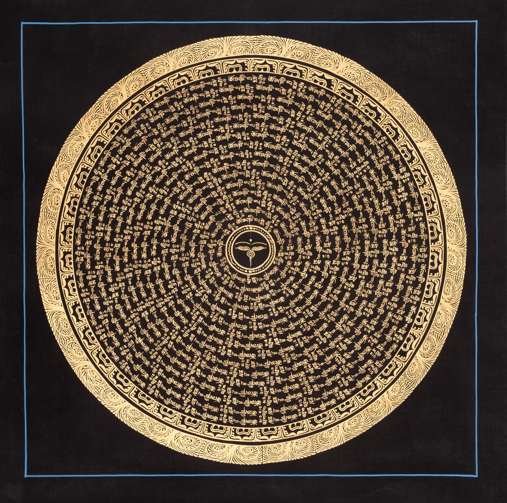 一点物〕タンカ - ブッダアイ種子曼荼羅[56cm x 56cm] の通販[送料無料