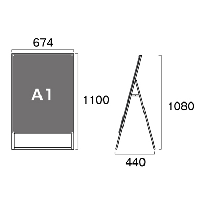 スタンド看板】ポスター用スタンド看板マグネジ A1 片面 面ホワイト