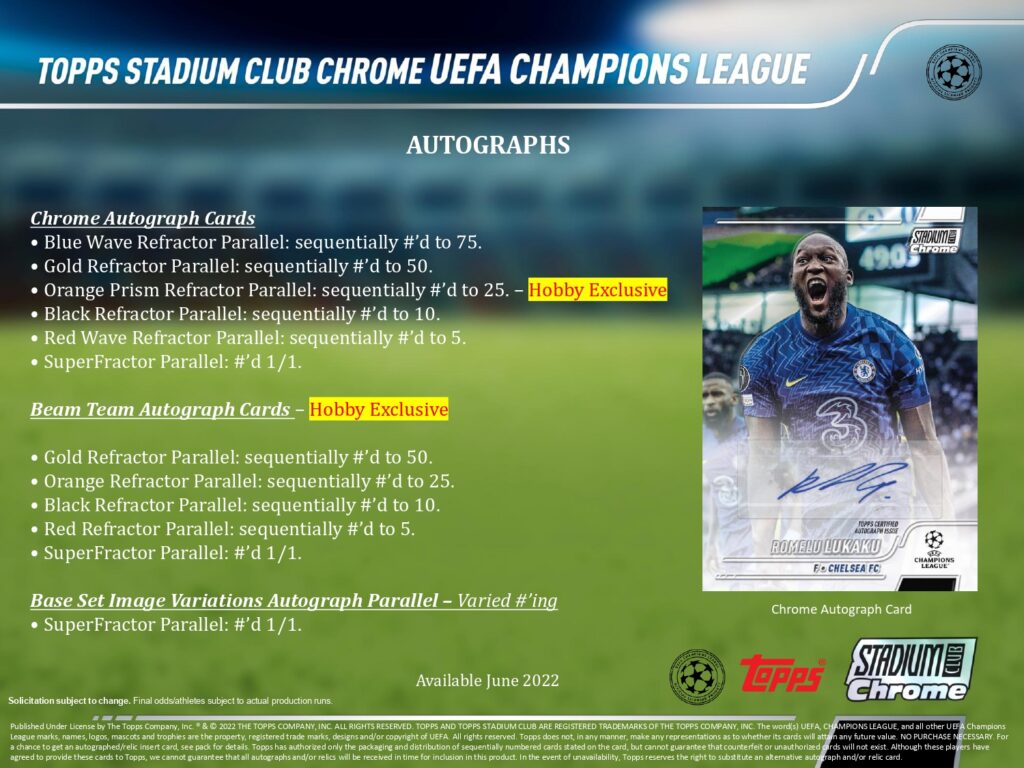 ⚽ 2021/22 TOPPS STADIUM CLUB CHROME UEFA CHAMPIONS LEAGUE HOBBY